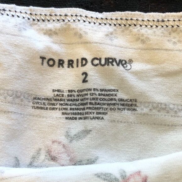 Torrid Brief Panties 2X Curve Cotton Mid-Rise Black White Roses Lace Trim Lot - Picture 16 of 16